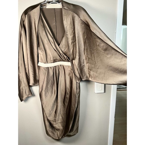 Alexander Wang Satin Charmeuse Batwing Halter Dress $1600 size 6 - Picture 8 of 12